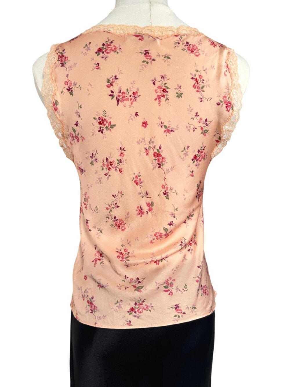 Reformation Valentina Silk Top Myrna | Peach Floral Lace Trim V Neck Camisole XS - Picture 3 of 8